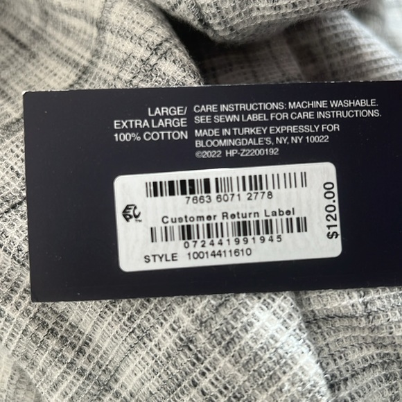 Hudson Park Collection Strié Print Waffle Bathrobe, Size L/XL New w/Tag - Picture 6 of 7